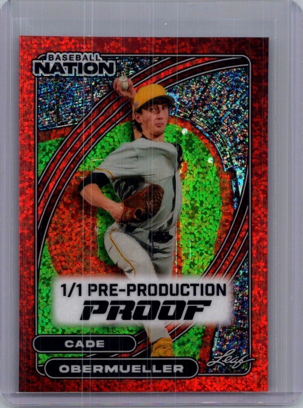 Cade Obermueller 2026 Leaf Baseball Nation 1/1 Pre Production Proof