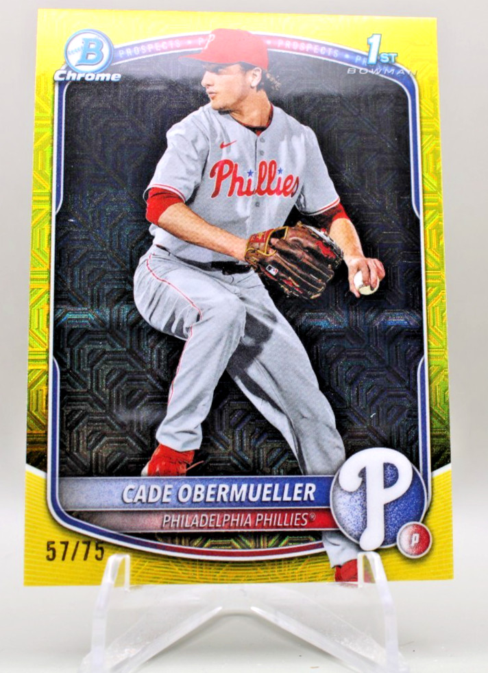 2025 Bowman Draft Chrome – Cade Obermueller #BDC-80 Yellow Mojo Refractor /75