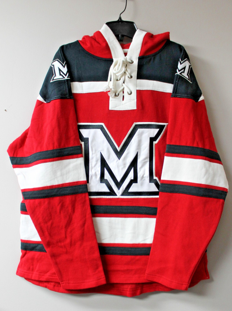 New NCAA Miami University RedHawks Lacer jersey mid weight cotton hoodie men XXL