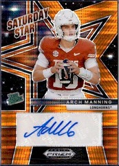 ARCH MANNING RC 2025 PRIZM DRAFT ORANGE PULSAR SATURDAY STAR ROOKIE AUTO 14/35