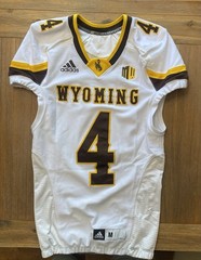 2018 Wyoming Cowboys #4 Game Used White Jersey Football M 384