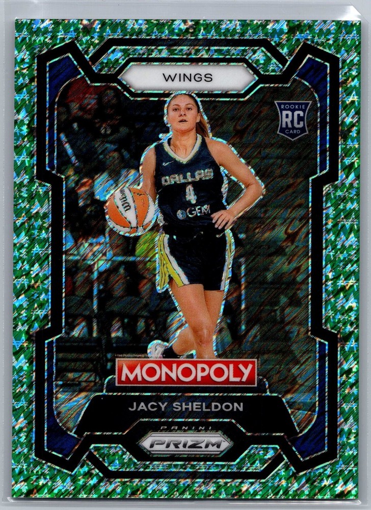 2024 Panini Monopoly WNBA JACY SHELDON Green Millionaire Shimmer RC #67 /20 Sky