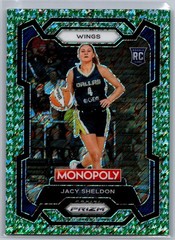 2024 Panini Monopoly WNBA JACY SHELDON Green Millionaire Shimmer RC #67 /20 Sky