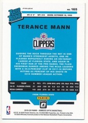 TERANCE MANN 2019/20 DONRUSS OPTIC #165 RC ROOKIE BLUE VELOCITY PRIZMS MINT SP