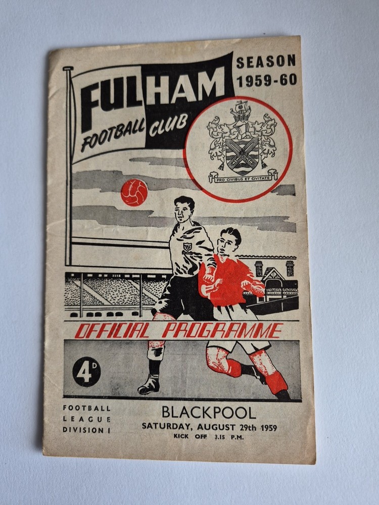 Fulham V Blackpool 29/8/1959 Match Programme