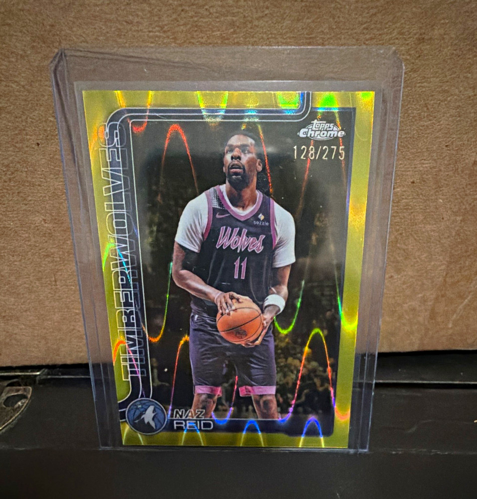 Topps 2025-26 Topps Chrome Naz Reid #156 Timberwolves Yellow Refractor /275