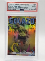 ERLING HAALAND 2021 TOPPS CHROME PSA 9 GOLD GOLAZO /50
