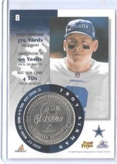 1998 PINNACLE MINT TROY AIKMAN SILVER ~ NICKEL COIN & DIE-CUT CARD #8
