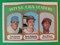 1972 Topps #91 N.L. ERA Leaders Tom Seaver, Dave Roberts, Don Wilson NRMT