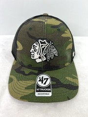 Chicago Blackhawks &rsquo;47 Brand Camo Trucker Hat Snapback Adjustable Mesh O/S New