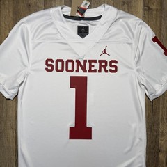 NWT Oklahoma Sooners #1 Nike Jordan Brand NCAA Game White Jersey Men Small $150