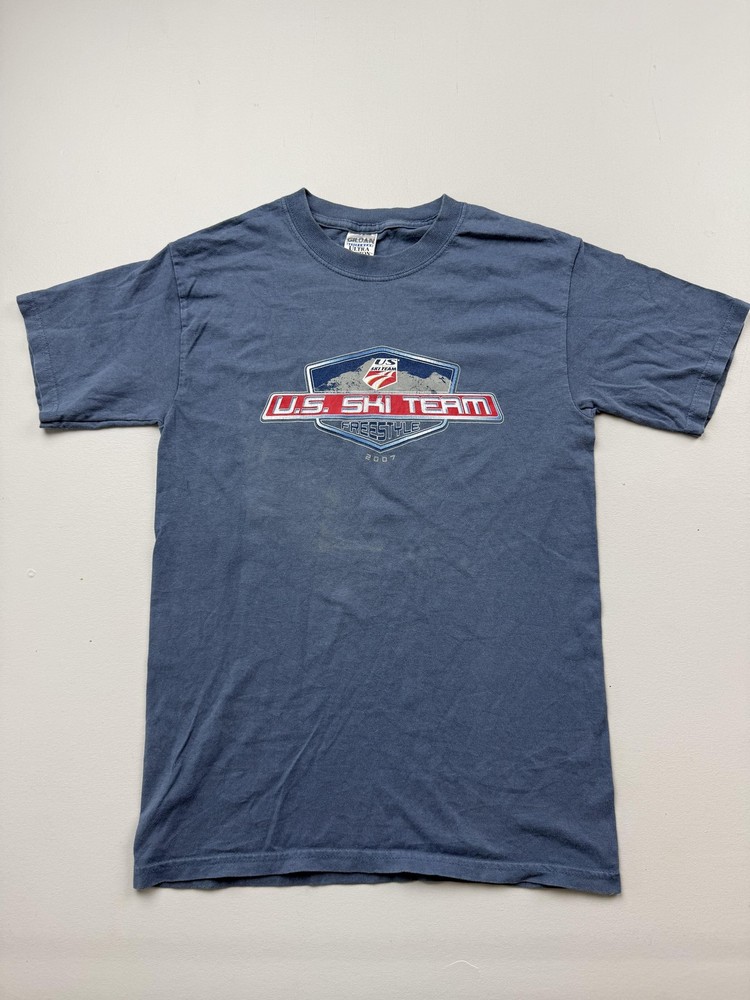 U.S. Ski Team Shirt Mens Small Blue Freestyle Skiing Gildan Graphic Tee 2007