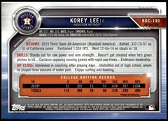2019 Bowman Draft #BDC-140 Korey Lee Chrome Refractor 1st E1