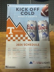 Tennessee Volunteers Coors Light 2026 Schedule Banner 24×36 Vols Beer Man Cave
