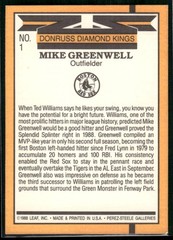 1989 Donruss #1 Mike Greenwell Boston Red Sox