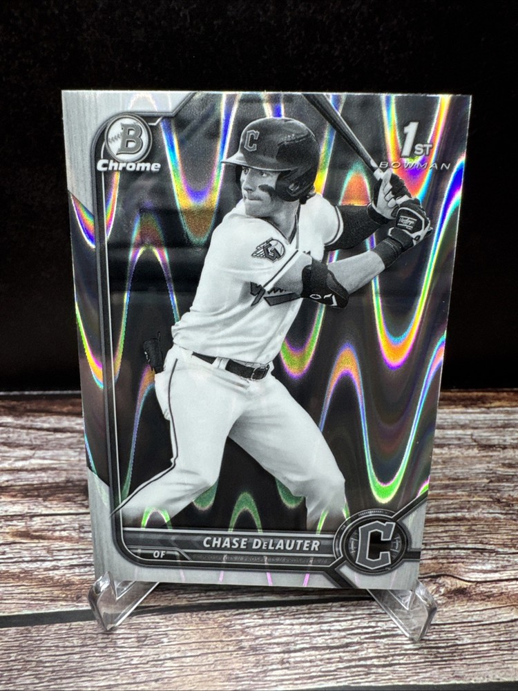 2022 Bowman Draft Chase Delauter Chrome Black & White RayWave Refractor #BDC-49