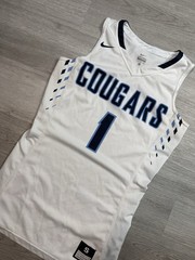 Nike white & navy blue basketball jersey &lsquo;COUGARS size small women’s