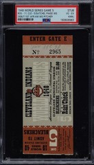 1948 WORLD SERIES GAME 5 TICKET SATCHEL PAIGE WS DEBUT & 1ST BLACK PITCHER PSA 4