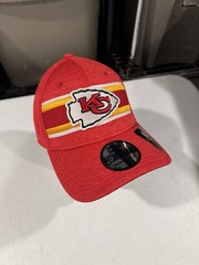 Kansas City Chiefs New Era Linear 39Thirty SZ M/L Stretch Fit Hat Cap Red NWT