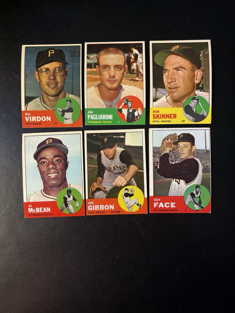1963 Topps Baseball Lot 6 Dif. ALL HIGH GRADE & ALL PIRATES ~NM Bill Virdon