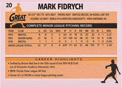 MARK FIDRYCH RED SOX 83### BUY 5 GET 1 FREE ### or 30% OFF 12 OR MORE