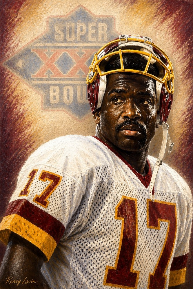 DOUG WILLIAMS SUPER BOWL XXII MVP CUSTOM 4&Prime;x6&Prime; GOAL LINE ART CARD – REDSKINS