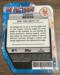 2025 Bowman Draft – Bowman in Action Carson Benge Blue Mojo Refractor /150 (RC)