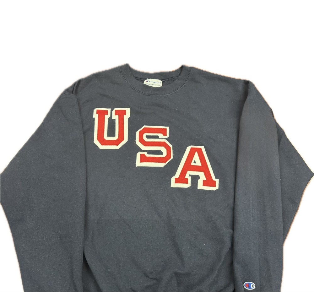 TEAM USA CHAMPION SWEATSHIRT SEWN ON USA NAVY RED AND WHITE LETTERING