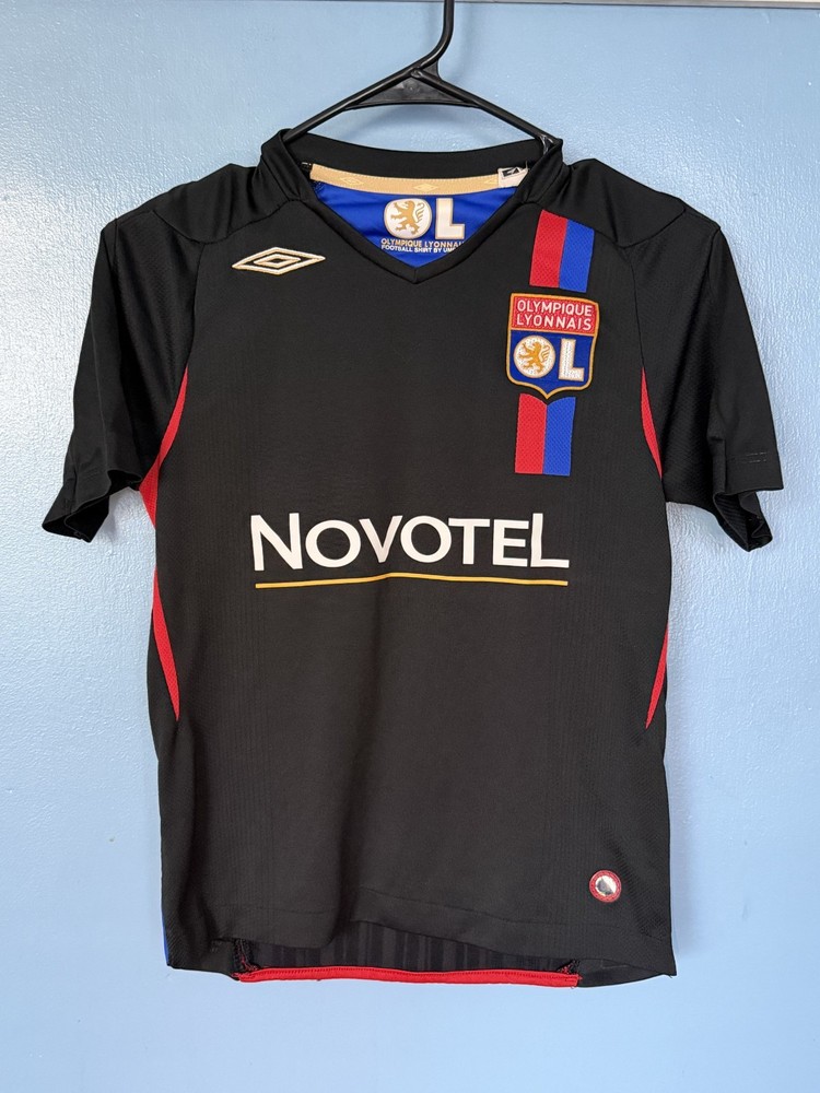 Olympique Lyonnais 2007/08 Away Black Soccer Jersey Youth Medium- Fast Shipping!
