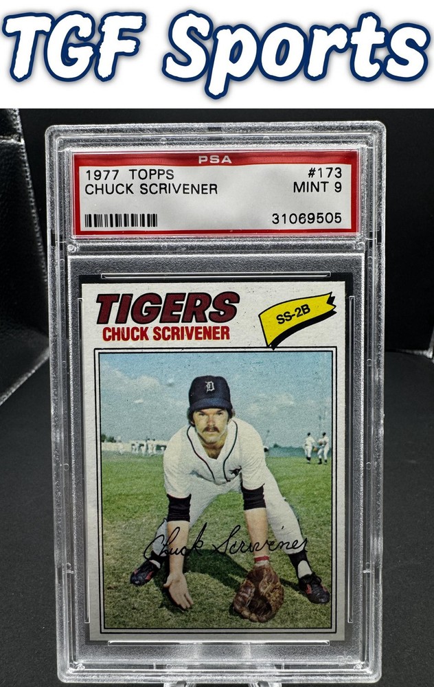 1977 Topps #173 Chuck Scrivener Detroit Tigers RC PSA 9