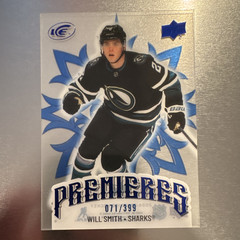 Upper Deck 2024-25 ICE Ice Premieres Will Smith Sharks Blue RC #248 071/399
