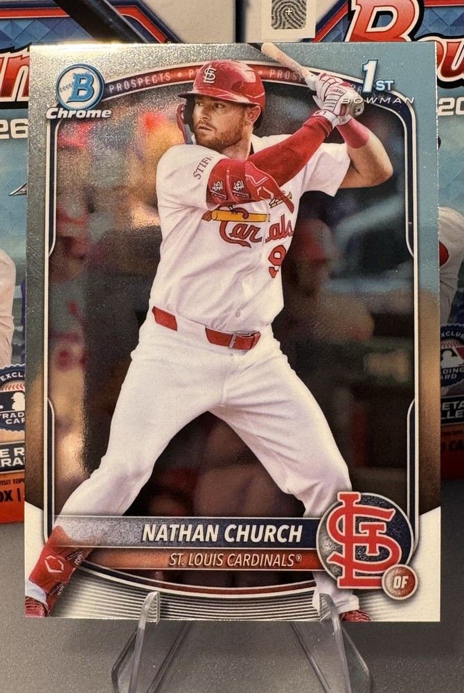 NATHAN CHURCH BCP-192 2025 Bowman Chrome Prospects 1st Bowman Card Mint Cardinal