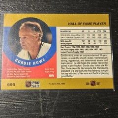 660 & 654 GORDIE HOWE ERROR NO 32 + CORRECTED SEASONS 32 1990-91 PRO SET WHALERS