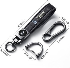 Genuine Leather Baseball Key Chain Compatible with Los Angeles Dodgers Baseball