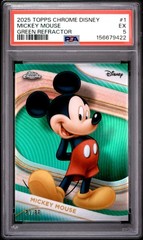 2025 TOPPS CHROME DISNEY MICKEY MOUSE GREEN WAVE REFRACTOR /99 PSA 5