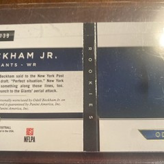 Odell Beckham Jr Rookie RPA Auto Patch Jersey NY Giants 6/99. 2014 Playbook. RC