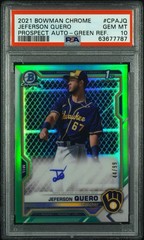 2021 Bowman Chrome 1st Jefferson Quero Auto Green /99 Brewers Gem Mint PSA 10