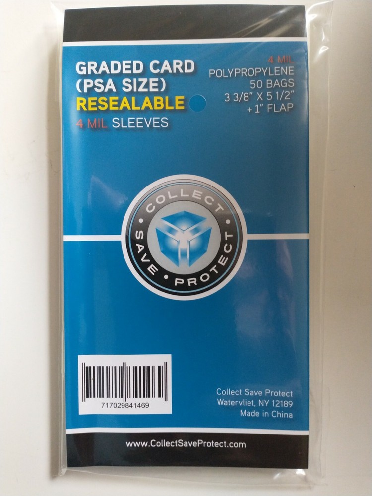 (50) CSP PSA Graded Card Sleeves NIP 4 MIL Resealable 3 3/8×5 1/2