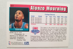 1992-93 NBA Hoops Alonzo Mourning #361 Rookie RC Charlotte Hornets