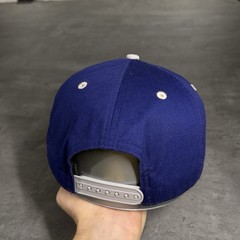 Butler Bulldogs Snapback Hat Blue Silver White Script Spellout Logo Mascot Cap