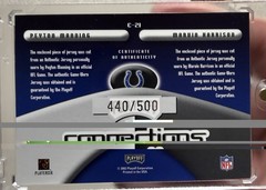 Peyton Manning/M.Harrison 2002 Playoff Prestige Connections Game Jerseys /500