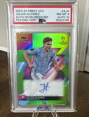 2023-24 Topps Finest UCC Julian Alvarez Auto #A-JA Neon Green Refractor /99 PSA