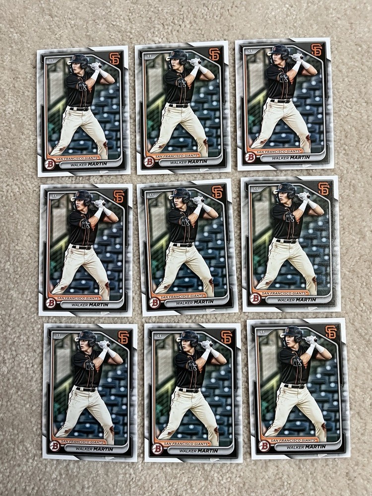 Walker Martin 2024 Bowman Draft Prospect #BD-152 San Francisco Giants Lot Of 9