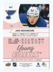 2021-22 UD Series 2 Jake Neighbours Young Guns UD Exclusives 82/100