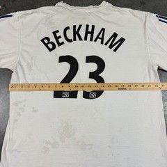 David Beckham T Shirt Mens Large White LA Galaxy Adidas Flaws Preowned