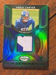 ABDUL CARTER 2025 CERTIFIED RC #NGR-ACR NEW GENERATION GREEN PATCH 17/25 GIANTS