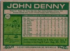 1977 Topps John Denny #541
