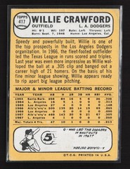 1968 Topps Willie Crawford #417 minor crease front