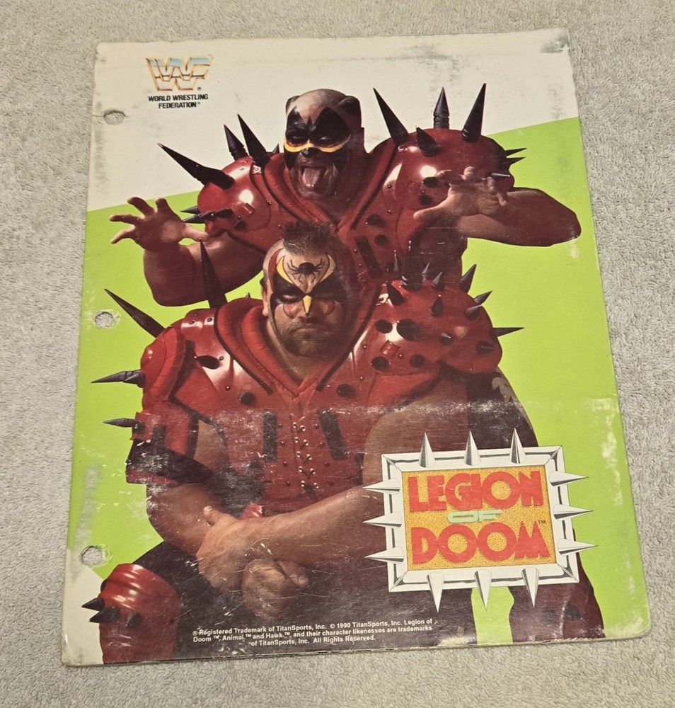 WWF Titan Sports 1990 Legion of Doom Hawk Animal LOD Wrestling School Folder wwe