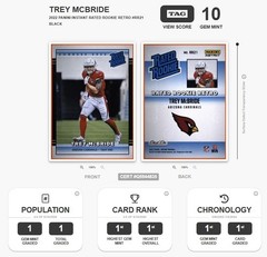 *1/1* Trey McBride 2022 Panini Instant Rated Rookie Retro Black TAG 10 Donruss